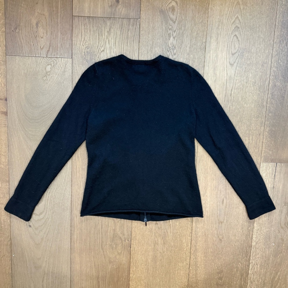 L.L. Bean Black 100% Cashmere Zip Up Sweater - Picture 2 of 7